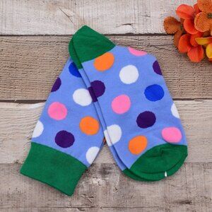 Miley Splash Womens Polka Dot Socks Colorful Dots on Blue Green Heel and Toe